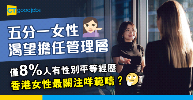 【性別平等】五分一女性渴望擔任領導職位 僅8%受訪者有正面職場平等經歷