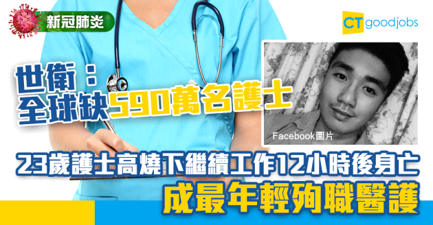 【新冠肺炎】病毒大流行全球缺590萬名護士 23歲護士高燒下繼續工作染病亡 