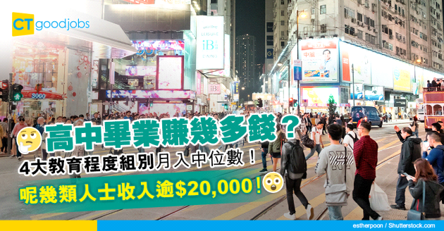 【薪酬趨勢】高中畢業月賺幾多？揭曉4大類教育程度就業人士每月就業收入中位數！呢啲組別收入逾$20,000！