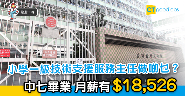 【政府工略】教育局一級技術支援服務主任 月薪$18,526 