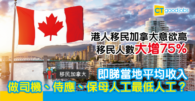 【移民加拿大】港人永久居留人數增75% 即睇加拿大平均薪金 