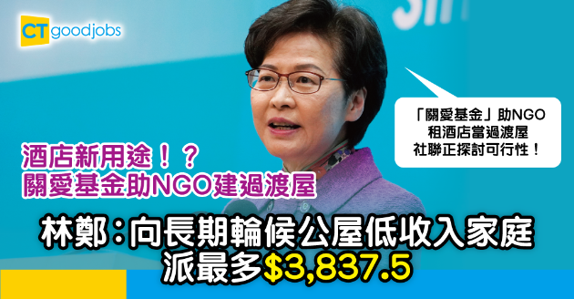 【施政報告】關愛基金助NGO 租酒店作過渡屋 