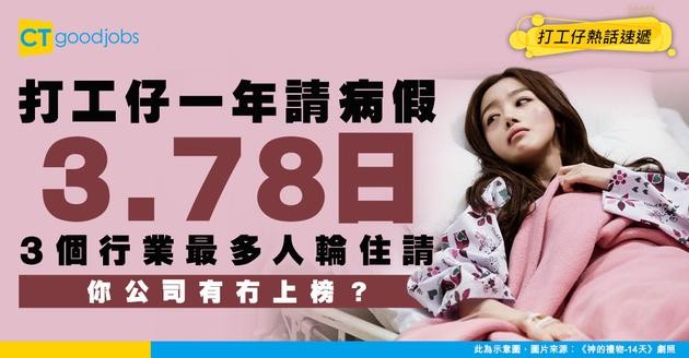 【請病假】調查指打工仔每年請3.78日病假！3個行業最多人輪住請