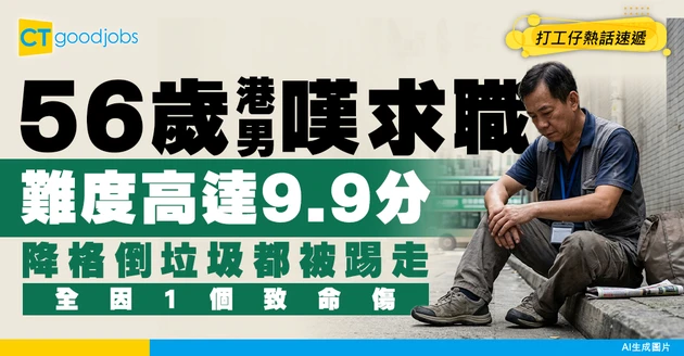 【就業殘酷】56歲港男嘆求職難度高達9.9分 降格應徵倒垃圾竟因「1致命傷」慘遭淘汰
